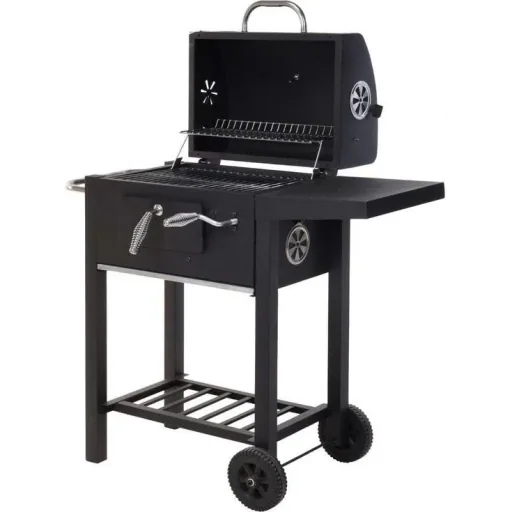 Vargan Holzkohlengrill / Barbecue - mit Tisch - auf Rädern
