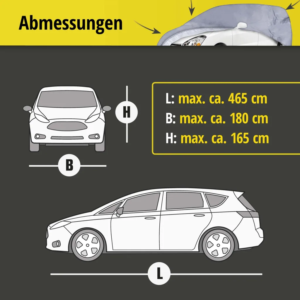 Autoabdeckplane all weather - Größe 9 - 465x180x165cm - PVC beschichtet