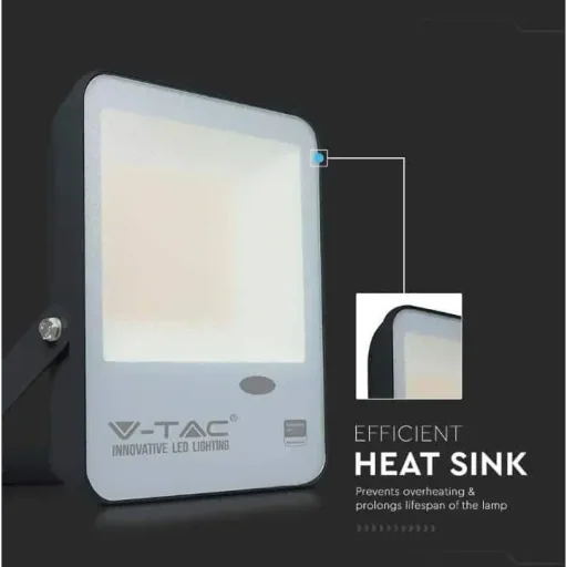 VT-57S LED-Flutlicht mit Tag/Nacht-Sensor - 50 W - 5000 Lm - 6500K - schwarz