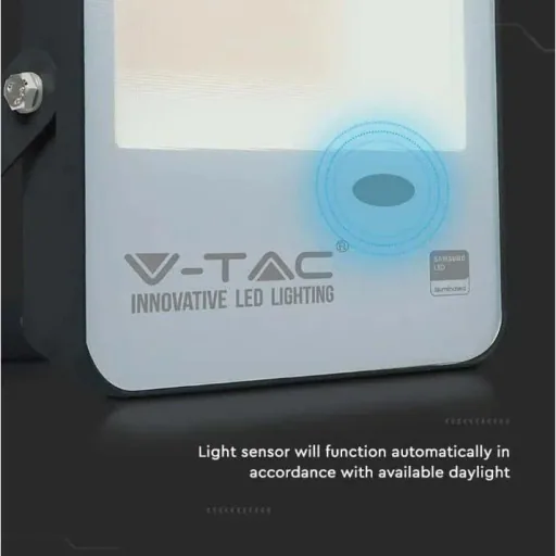 VT-57S LED-Flutlicht mit Tag/Nacht-Sensor - 50 W - 5000 Lm - 6500K - schwarz