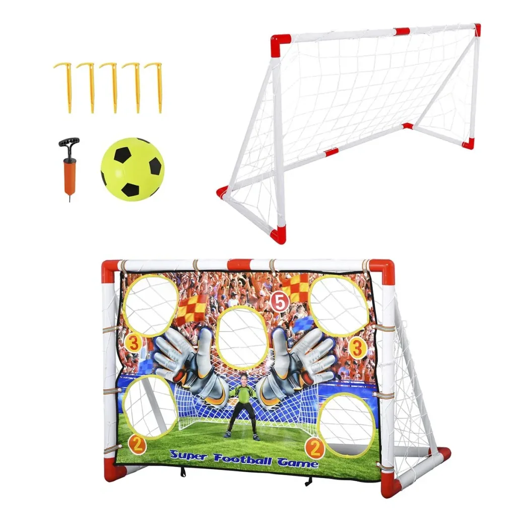 Fußballtore mit Fußball Torwand für Kinder 3-12 Jahre Fußballnetz Garten Kunststoff mehrfarbig 116 x 48 x 76 cm