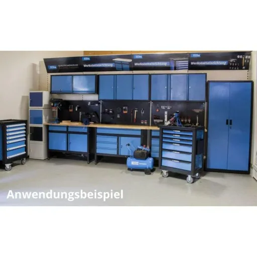 Stahlwerkzeugtafel GL1200 - Gelocht - 55x120x2 cm - Schwarz