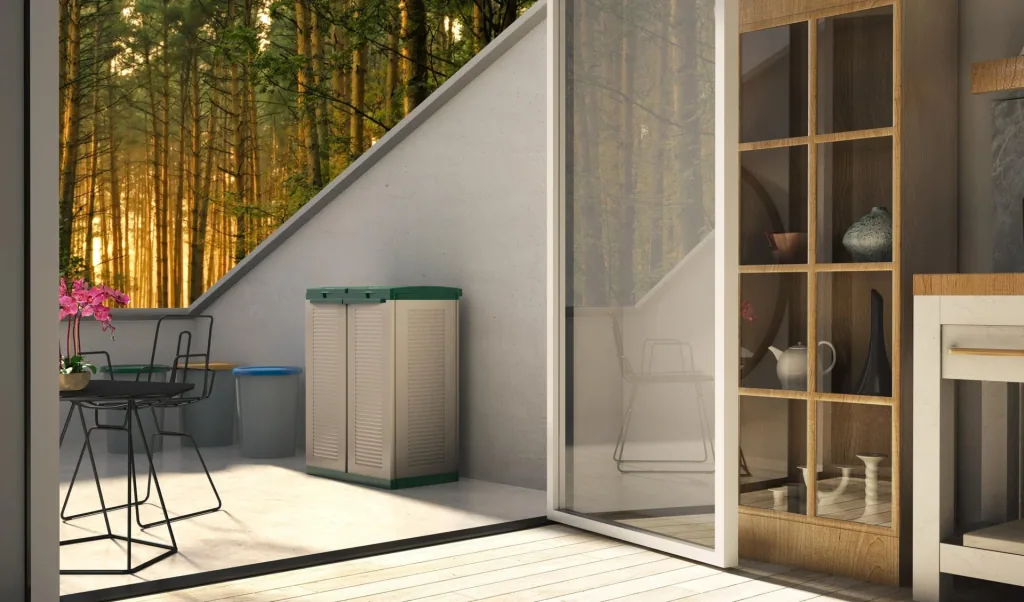 2-faches Mülltrennsystem Ecocab 2 -Grün für den wettergeschützten Außen- und Innenbereich