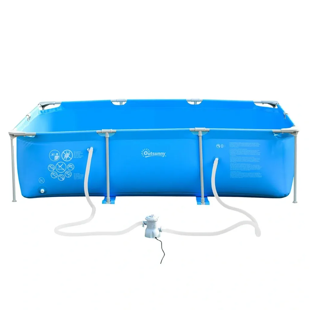 Rahmenpool mit Draht Swimmingpool Schwimmbad Ablassventil PVC Stahl Blau