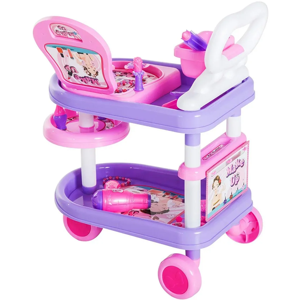 Kinder Mädchen Dresser Trolley Kosmetikwagen Rollenspiel Lila Rosa