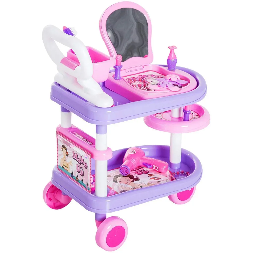Kinder Mädchen Dresser Trolley Kosmetikwagen Rollenspiel Lila Rosa