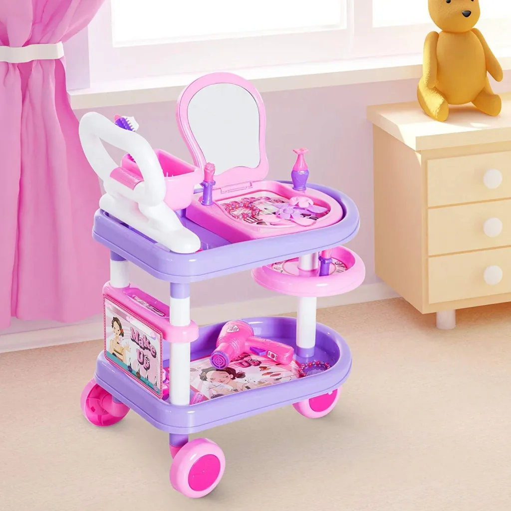 Kinder Mädchen Dresser Trolley Kosmetikwagen Rollenspiel Lila Rosa