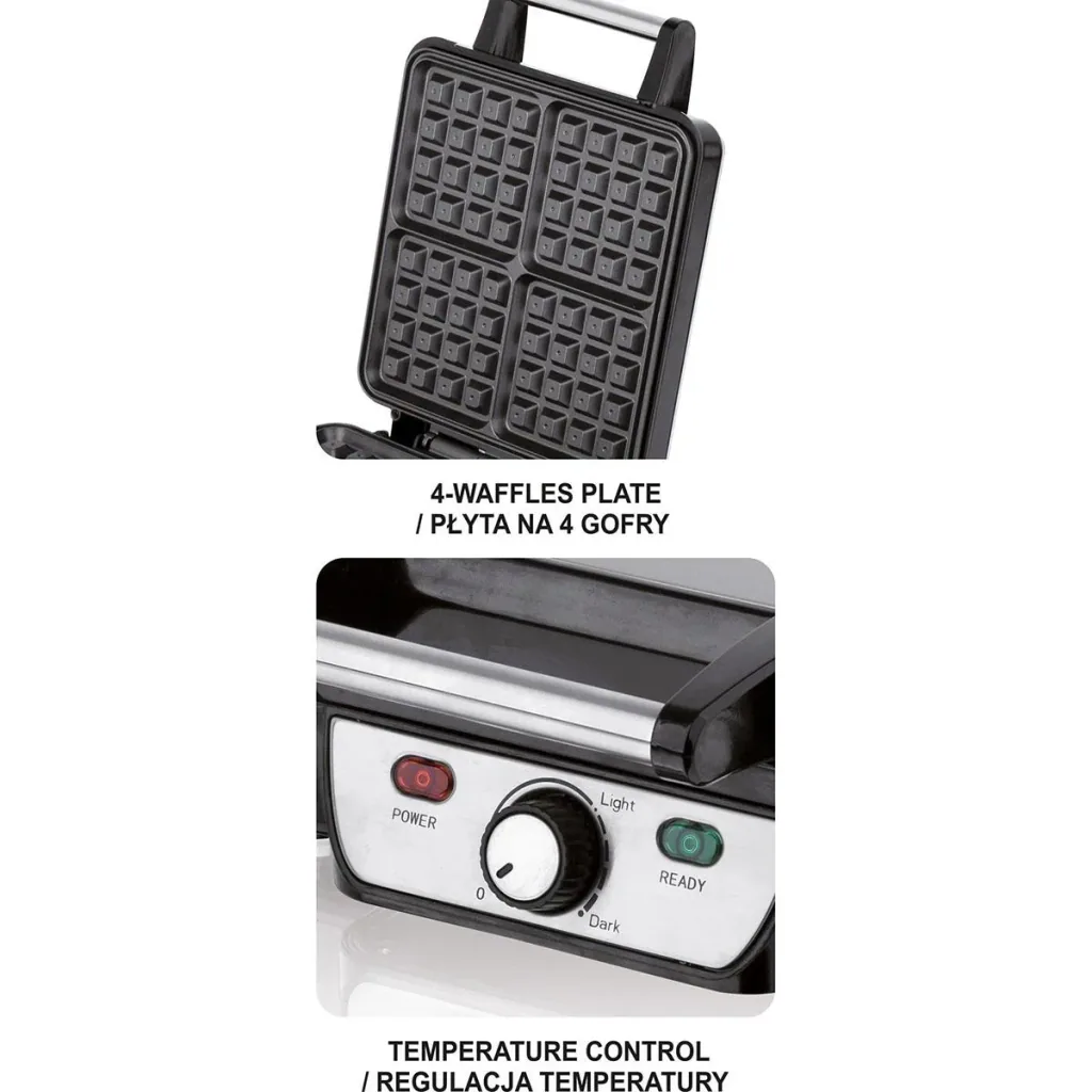 Waffeleisen - 1100W - 4 Waffeln - Antihaftbeschichtung