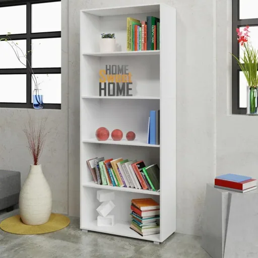 Bücherregal Vela mit 5 Fachböden weiß | 190 x 60 x 31 cm | Basic Skandinavien-Look