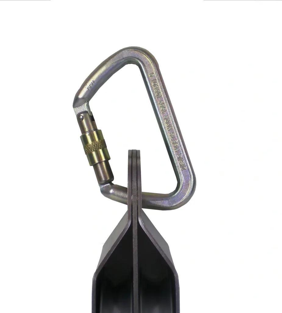 Verschlusskarabiner aus Stahl, Bruchlast 70 Kilonewton (7140 kg)