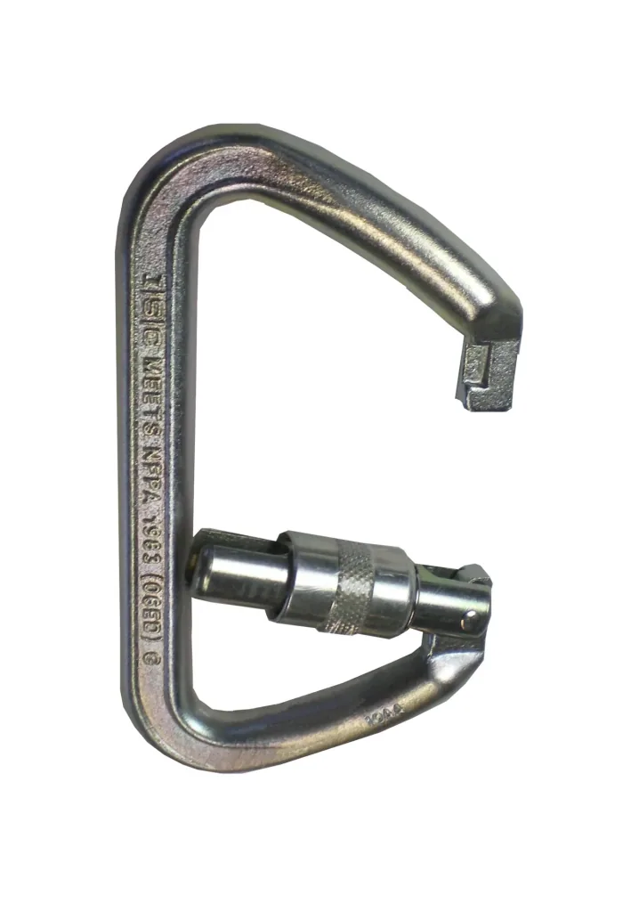 Verschlusskarabiner aus Stahl, Bruchlast 70 Kilonewton (7140 kg)