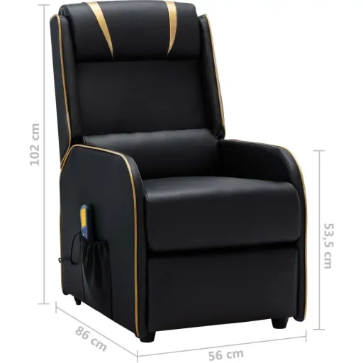 Massagesessel verstellbar Kunstleder schwarz und gold
