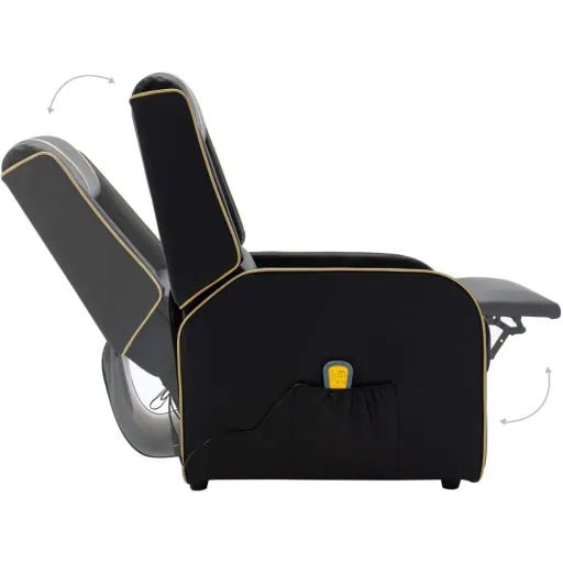 Massagesessel verstellbar Kunstleder schwarz und gold