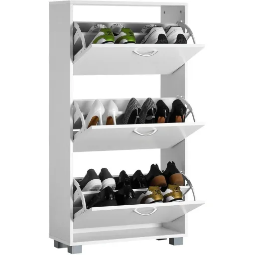 Schuhset mit 3 Schubladen MDF weiß 115 x 60 x 24cm
