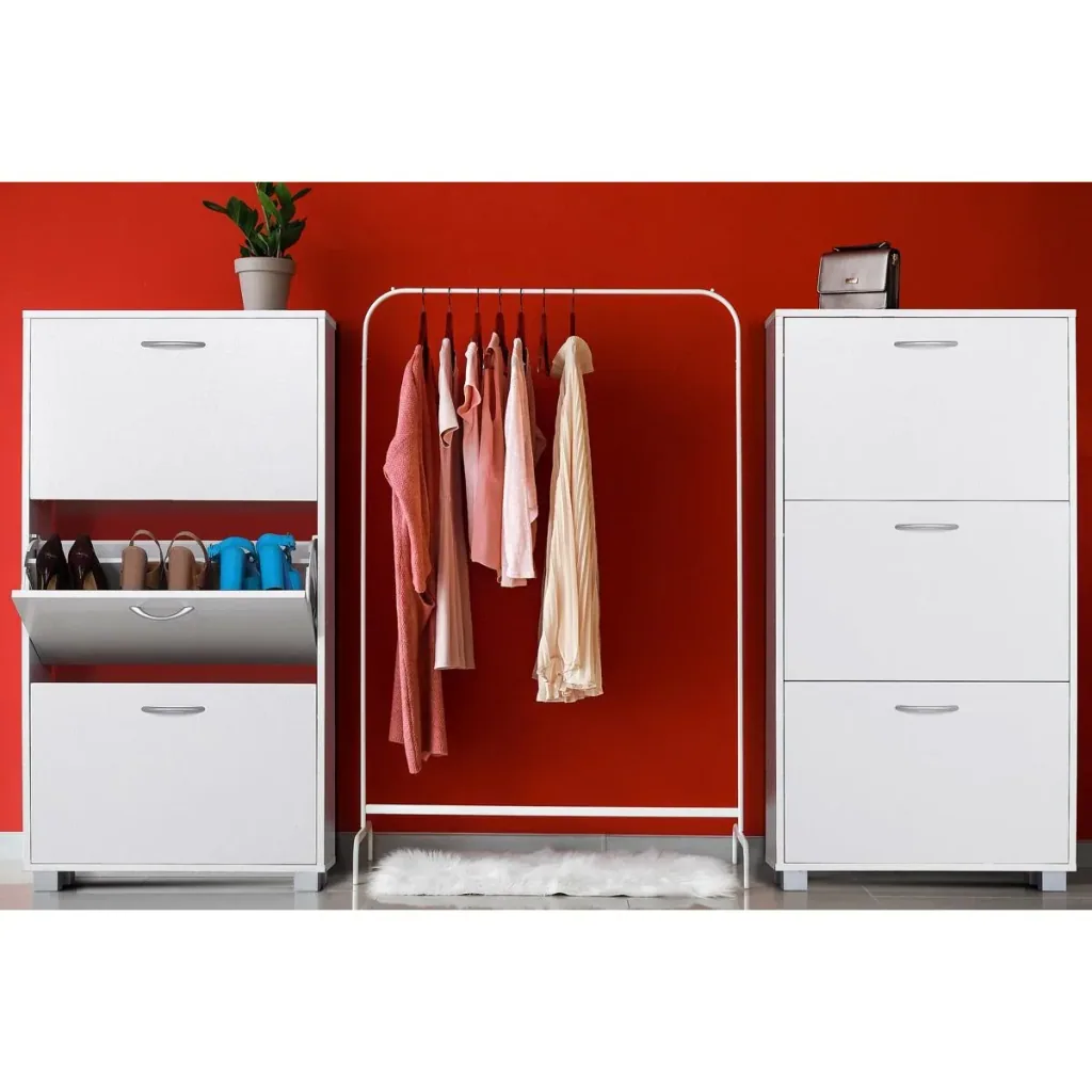 Schuhset mit 3 Schubladen MDF weiß 115 x 60 x 24cm