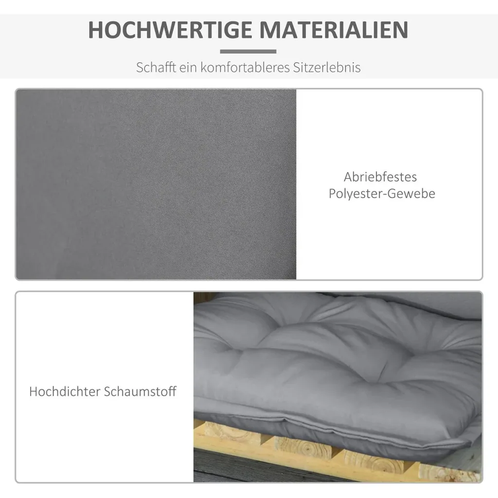 Stuhlauflagen 2er Set mit dicker Polsterung dunkelgrau