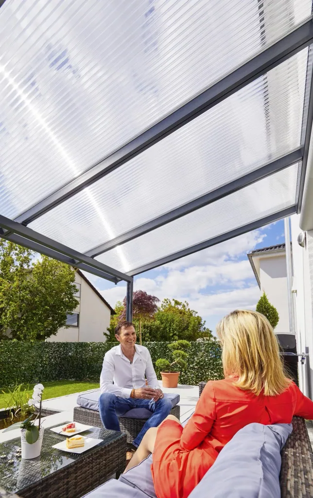 Terrassendach Premium, anthrazit, 3094 x 3060 mm - 10mm Verbundsicherheitsglas (VSG)