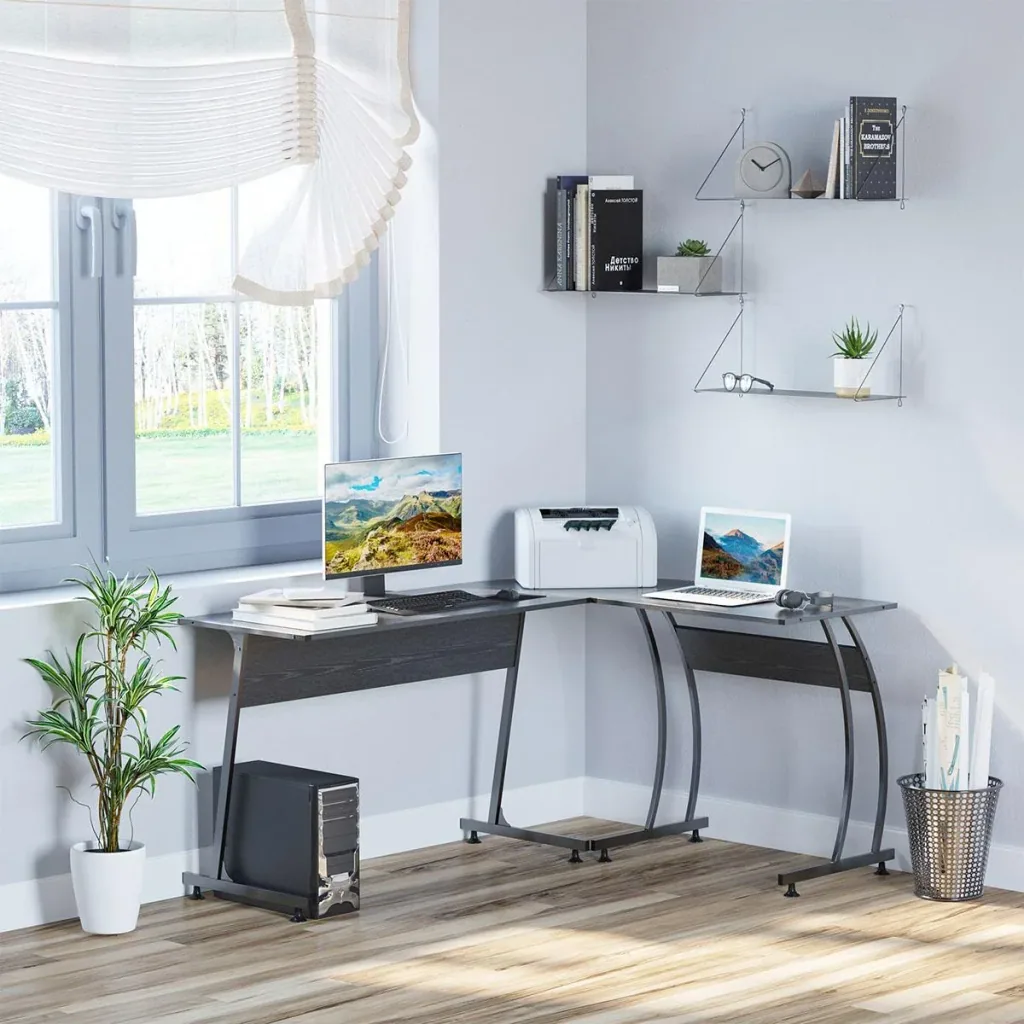 L-Form Computertisch Eckschreibtisch Arbeitstisch Minimalistisch Spanplatte Metall platzsparender Gaming PC Workstation