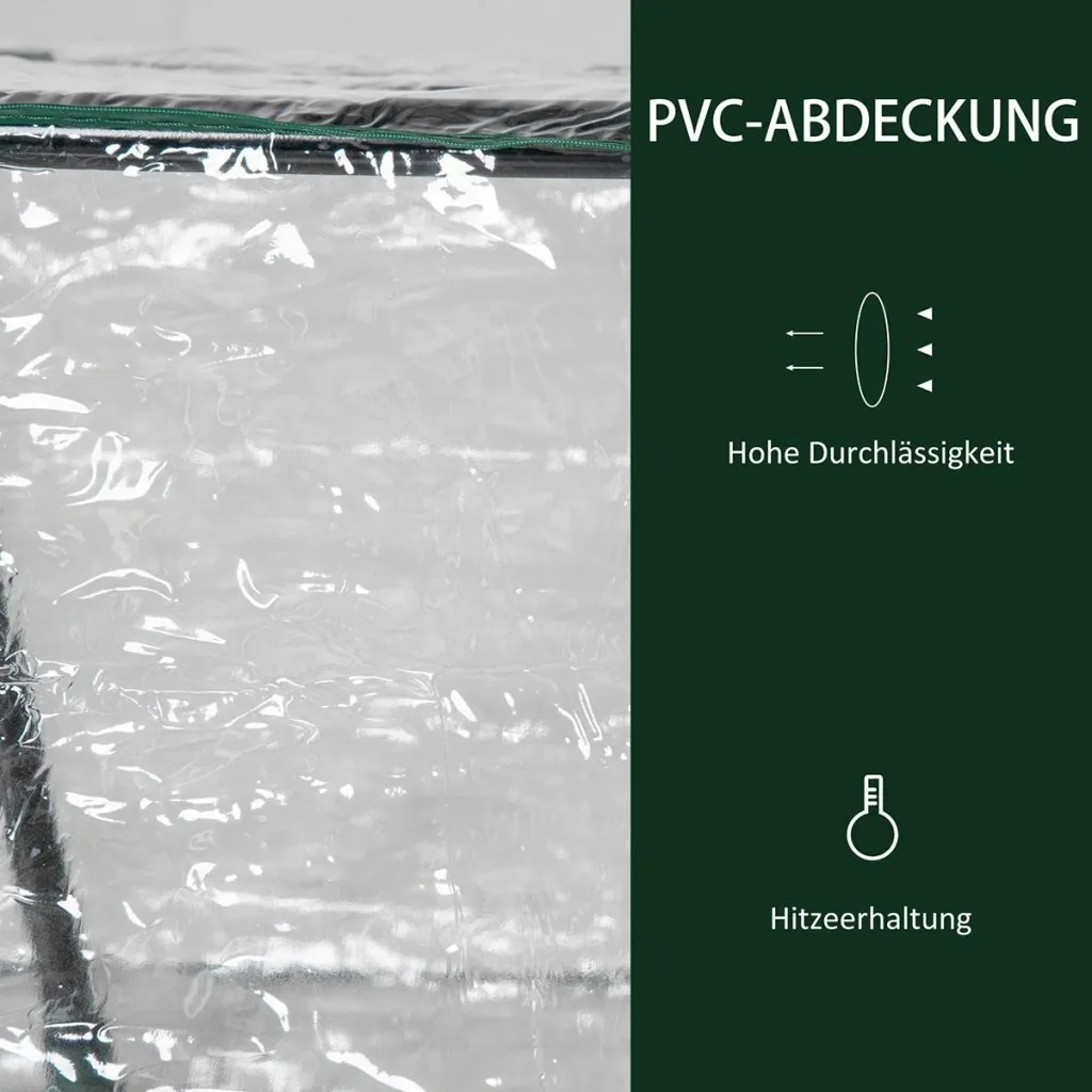 Gewächshaus Frühbeet Tomatengewächshaus mit Rolltor Stahl PE transparent 100 x 50 x 149 cm