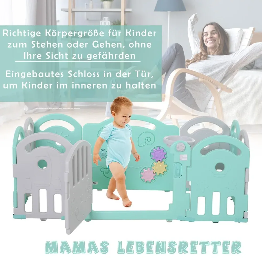 Baby Laufgitter mit Ballkorb und 3 Zahnräder