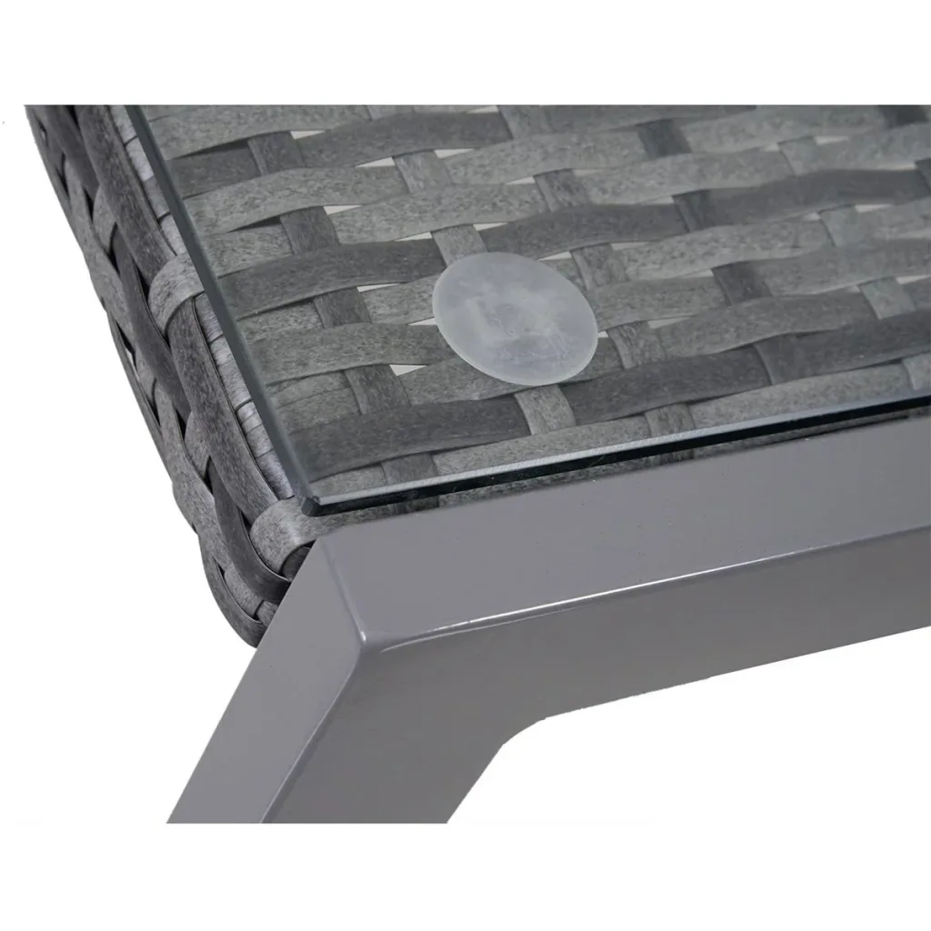 Polyrattan Gartentisch mit Hartglas grau