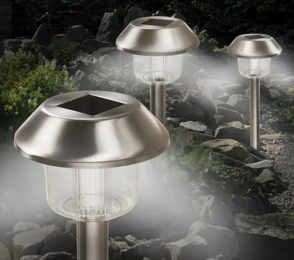 Solar Edelstahleuchten mit Erdspieß 3er Set