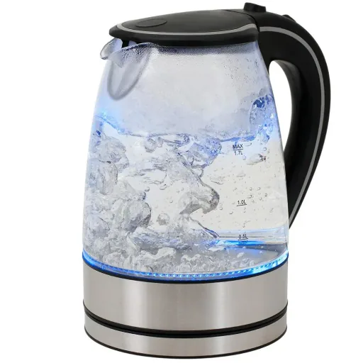 Wasserkocher schwarz/silbern Glas/Edelstahl 1,7L