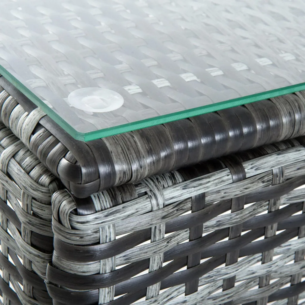 Sonnenliege Gartenliege Tisch 3er-Set Gartenmöbel Polyrattan + Metall Grau höhenverstellbar