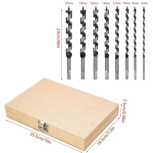 Werkzeug-Bohrer-Satz - Spirale - 8 Stück - 12, 20, 32 mm