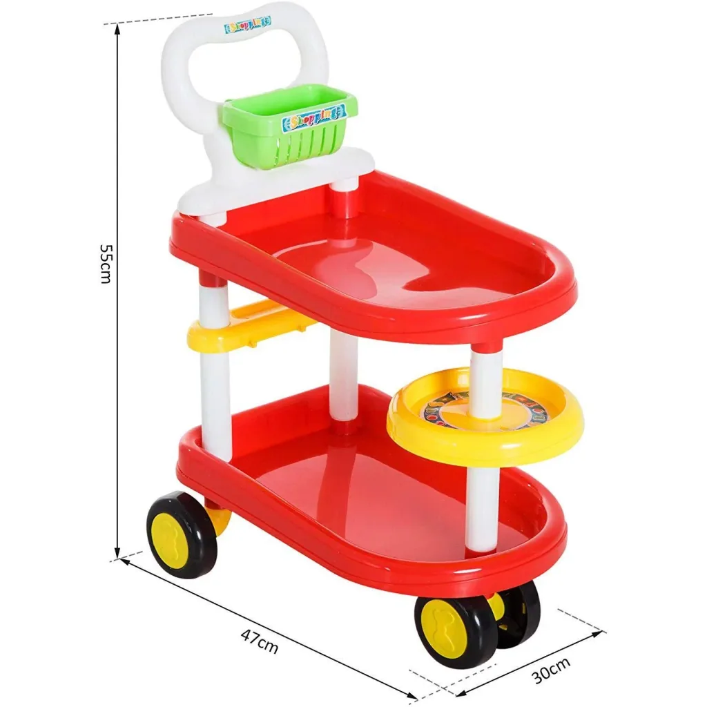 Kinder Supermarkt Warenkorb Kassierer Trolly Rollenspiel Spielzeug Rot