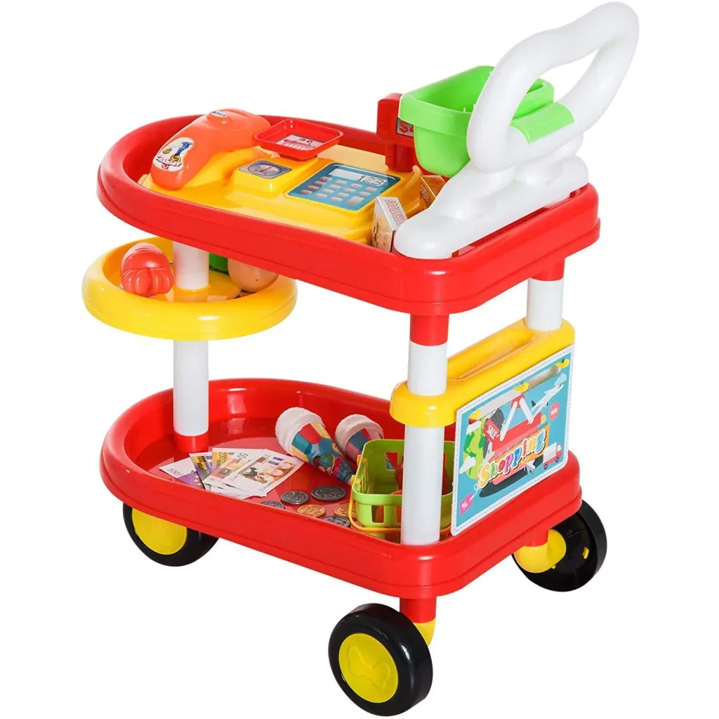 Kinder Supermarkt Warenkorb Kassierer Trolly Rollenspiel Spielzeug Rot