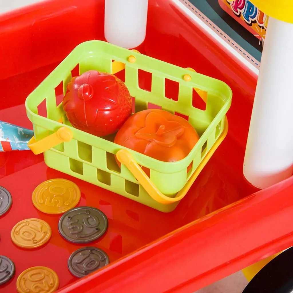 Kinder Supermarkt Warenkorb Kassierer Trolly Rollenspiel Spielzeug Rot