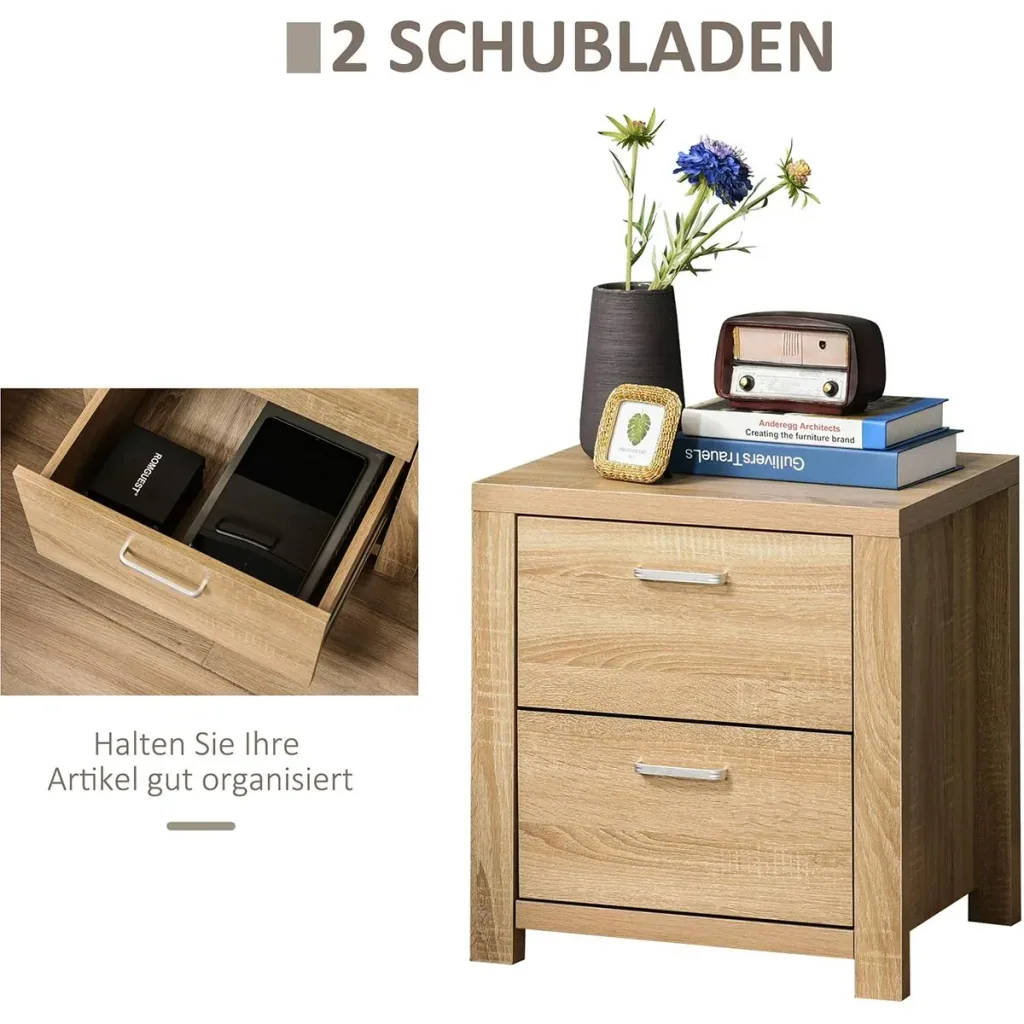 Nachttisch mit Schubladen natur