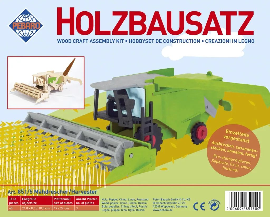 Holzbausatz "Mähdrescher", 21 x 8,5 x 18,8 cm