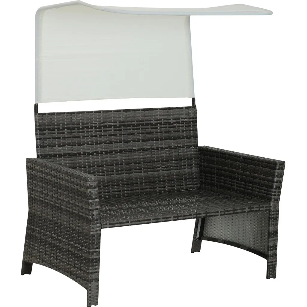2-tlg, Gartensofa Gartenmöbel Lounge Rattenmöbel Polyrattan + Metall 2er-Sofa 1 x Hocker mit Sonnendach