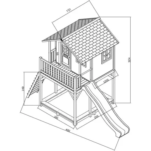 Andy Spielhaus Braun/Weiß - Rote Rutsche