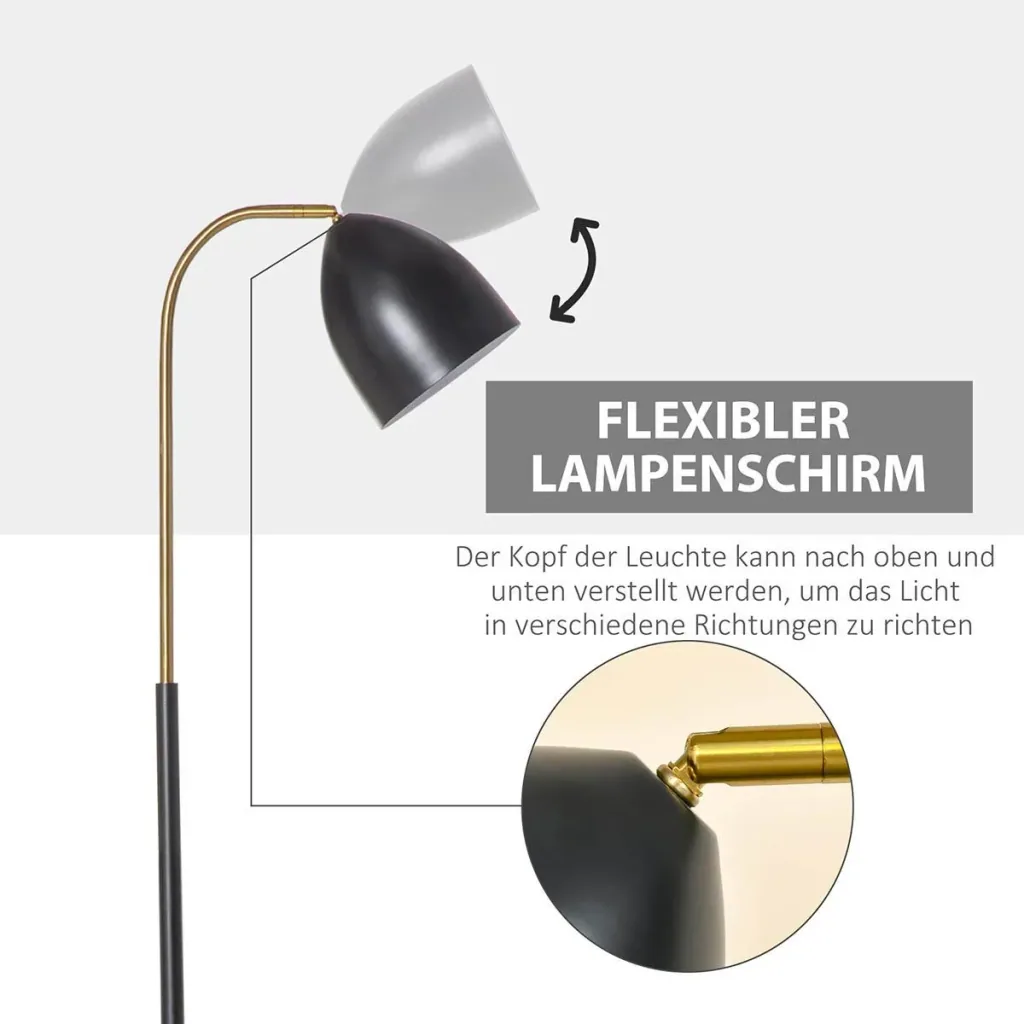 Bogenlampe Stehlampe Wohnzimmer Schirm verstellbar Stehleuchte 40W moderne Bogenleuchte mit E27 Fassung Schirm für Schla