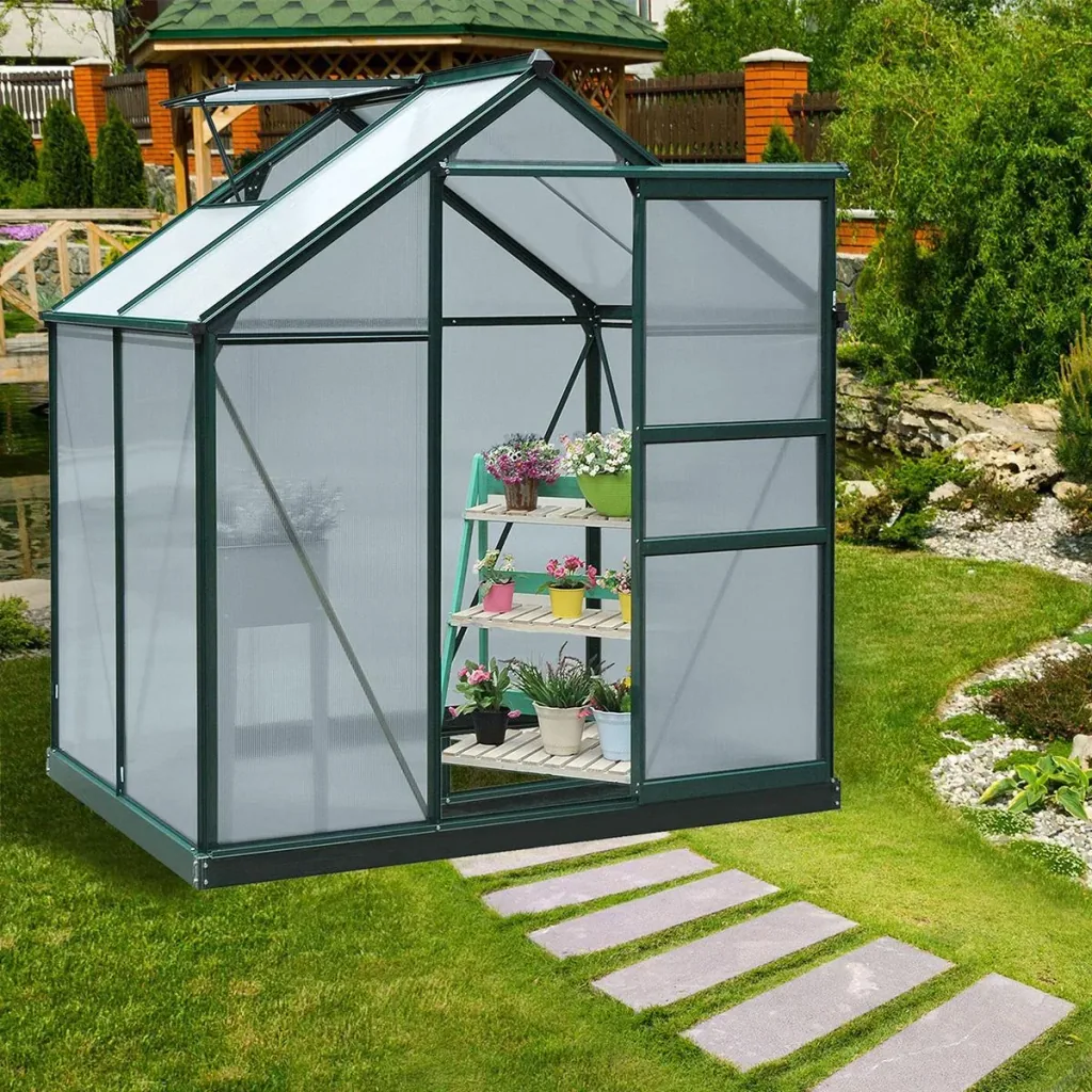 Gewächshaus mit Dachluke - Polycarbonatgehäuse - 183 x 122 x 213 cm