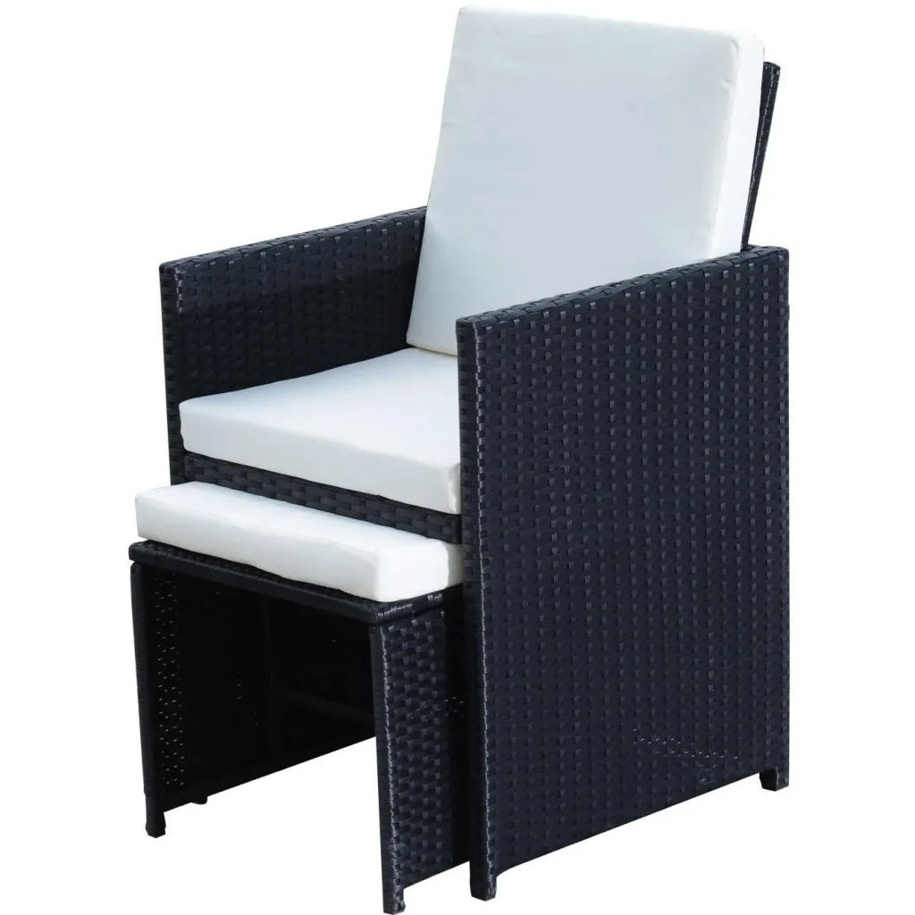 13 tlg, Gartengarnitur Gartenmöbel Rattan Schwarz