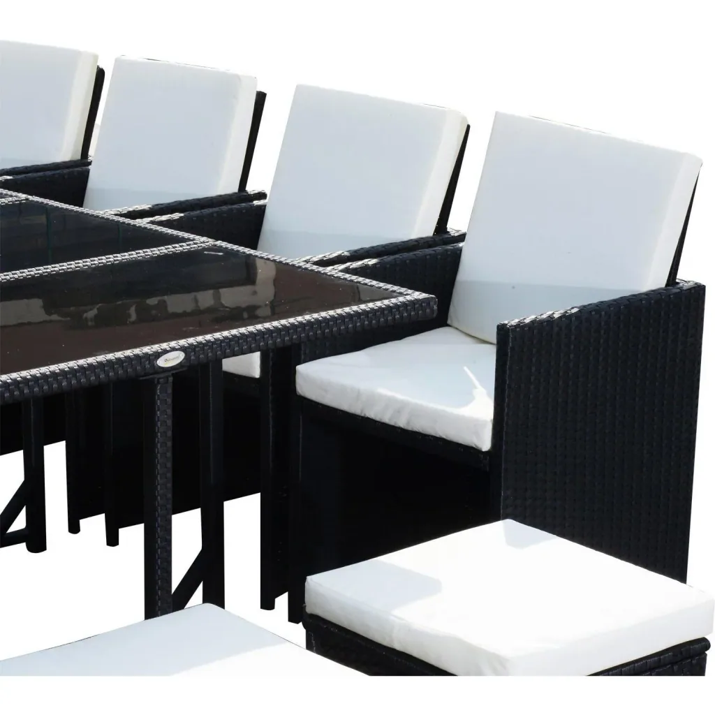 13 tlg, Gartengarnitur Gartenmöbel Rattan Schwarz