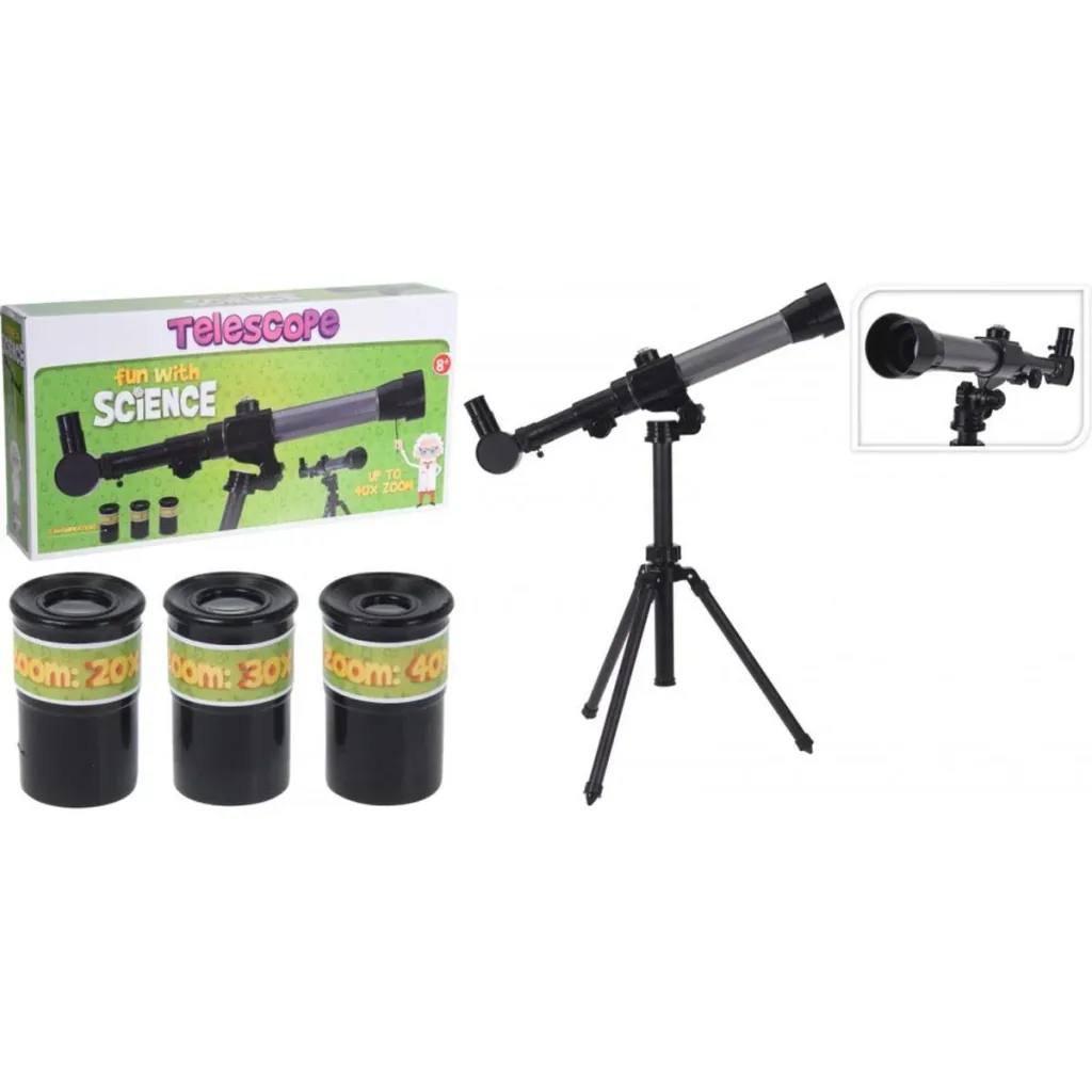 Teleskop - Spielzeug - 40 x Zoom - 3 Linsen - schwarz