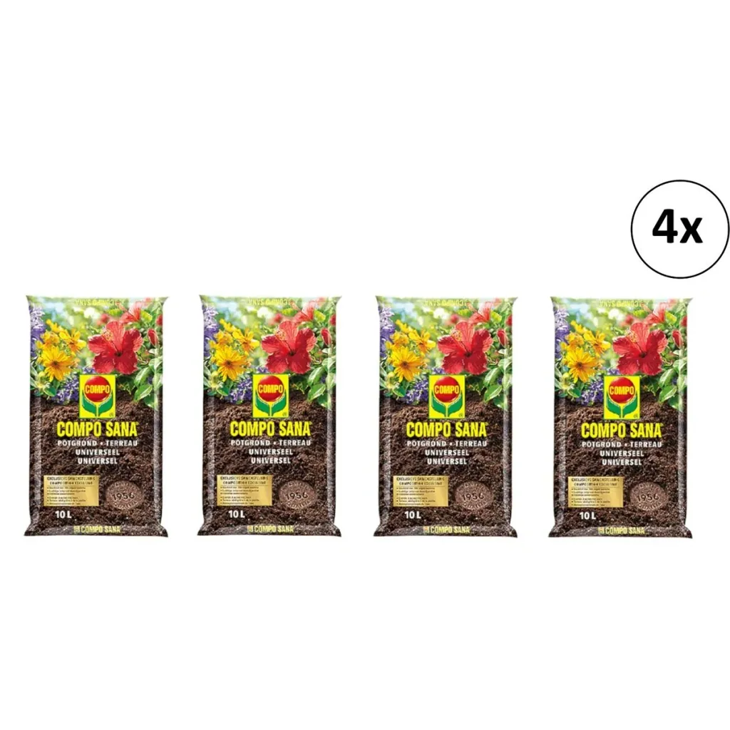 Sana 4 Stück 10L Blumenerde - Universal - 100 Tage Betrieb