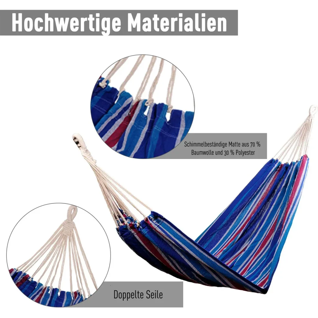 Mehrpersonen Hängematte 210x150cm Familien 210kg blau-rot