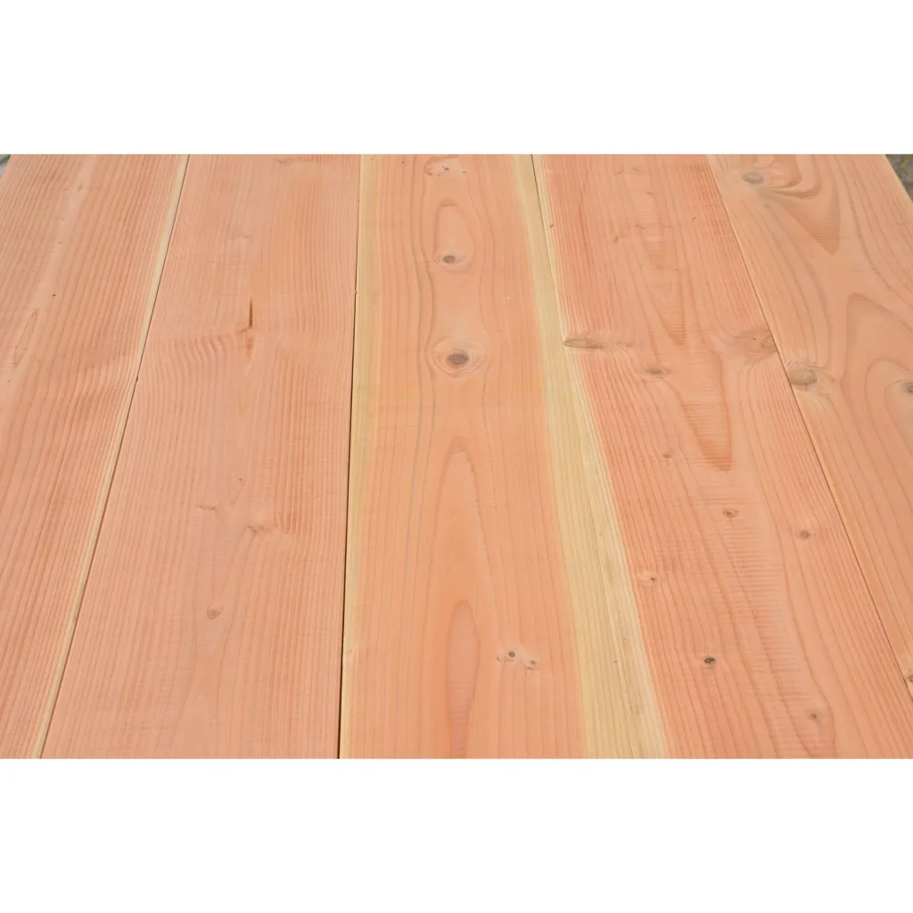 Robuster Tisch aus Douglasie mit breiten Blockbeinen 180/100 cm