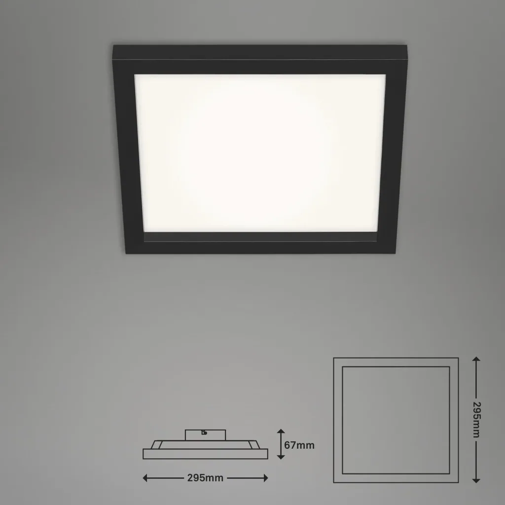 LED Deckenleuchte, viereckig, 29,5 cm, CCT, 18 Watt, schwarz