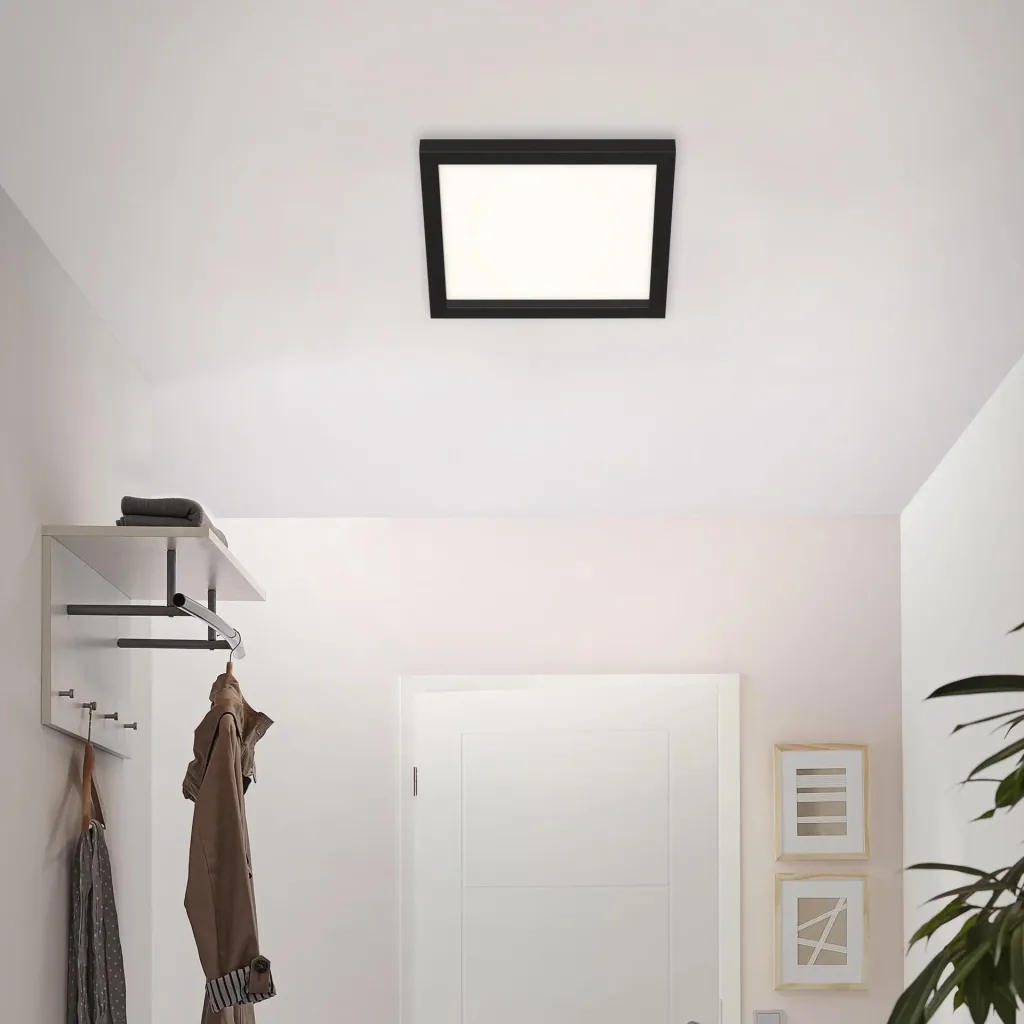 LED Deckenleuchte, viereckig, 29,5 cm, CCT, 18 Watt, schwarz