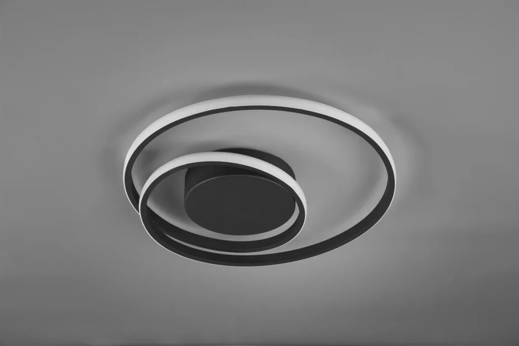 LED-Deckenleuchte ZIBAL, 22 W, 2200 lm, 3000K, Switch-Dimmer, Metall schwarz matt