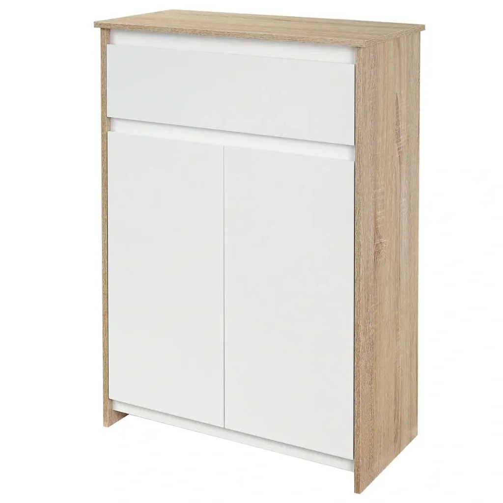 Badezimmerschrank Badkommode Küchenschrank Badregal Standschrank mit 2 Innenablagen und einer großen Schublade kippsiche
