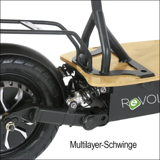 E-Roller "Revoluzzer" Safety Plus 20 km/h inklusive Blinkanlage, Gepäck-Case und Lithium-Akku schwarz