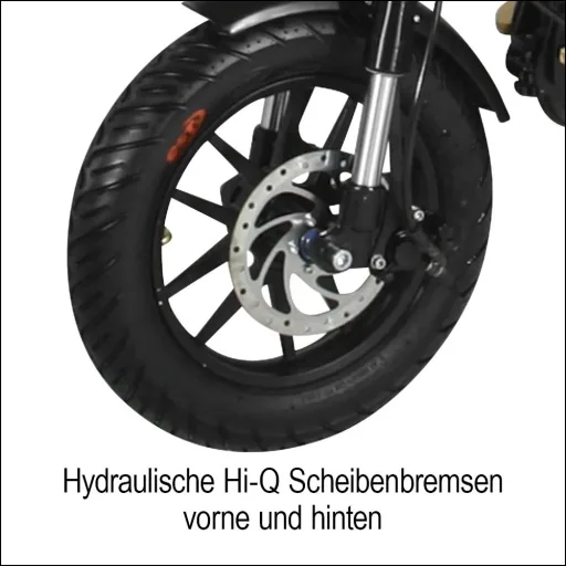 E-Roller "Revoluzzer" Safety Plus 20 km/h inklusive Blinkanlage, Gepäck-Case und Lithium-Akku schwarz